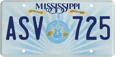 MS license plate ASV725