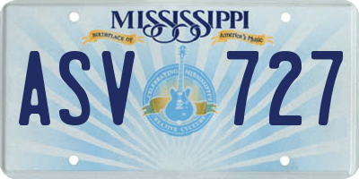 MS license plate ASV727