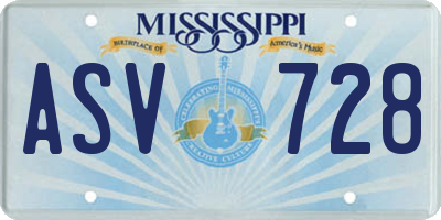MS license plate ASV728