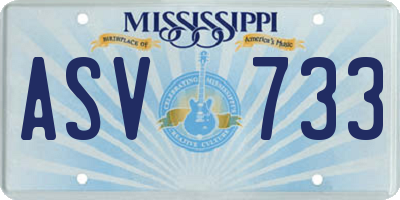 MS license plate ASV733