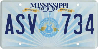 MS license plate ASV734