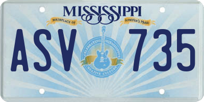 MS license plate ASV735