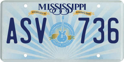 MS license plate ASV736
