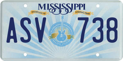 MS license plate ASV738