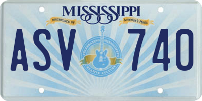 MS license plate ASV740