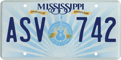 MS license plate ASV742