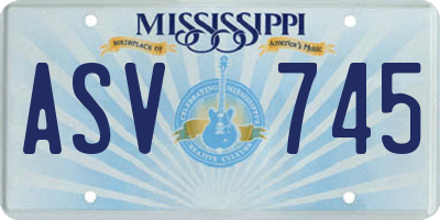 MS license plate ASV745