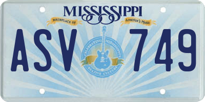 MS license plate ASV749