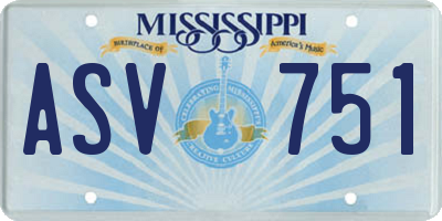 MS license plate ASV751