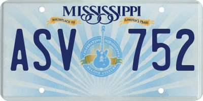 MS license plate ASV752
