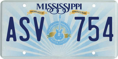 MS license plate ASV754