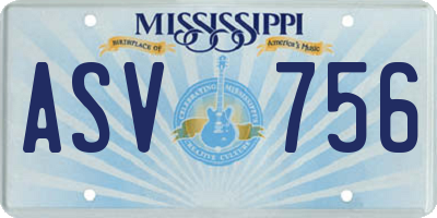 MS license plate ASV756