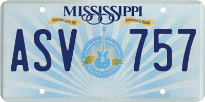 MS license plate ASV757