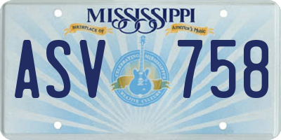 MS license plate ASV758