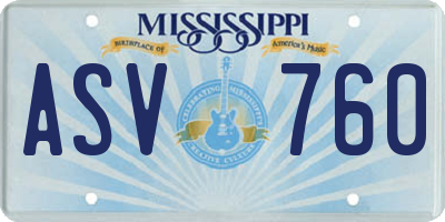 MS license plate ASV760