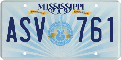 MS license plate ASV761