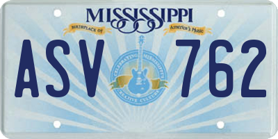 MS license plate ASV762
