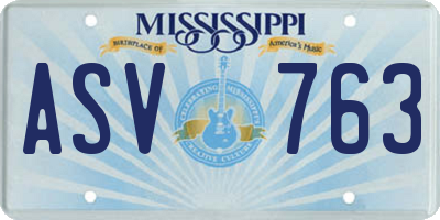MS license plate ASV763