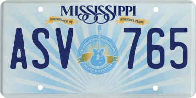 MS license plate ASV765