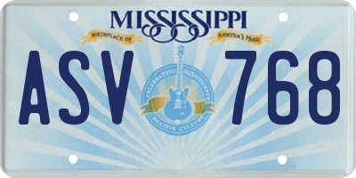 MS license plate ASV768