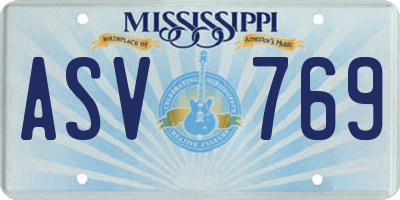 MS license plate ASV769