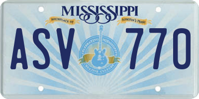 MS license plate ASV770