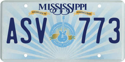 MS license plate ASV773