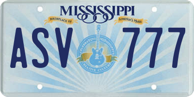 MS license plate ASV777