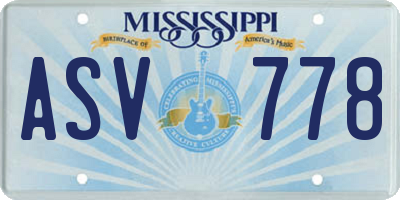 MS license plate ASV778