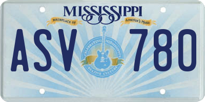 MS license plate ASV780
