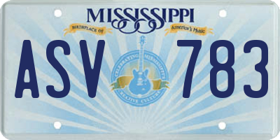 MS license plate ASV783