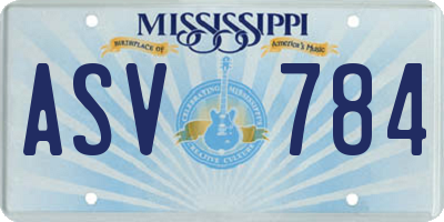 MS license plate ASV784