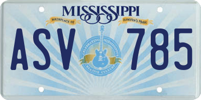MS license plate ASV785