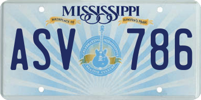 MS license plate ASV786