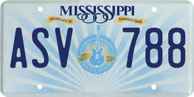 MS license plate ASV788