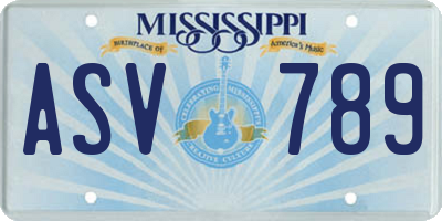 MS license plate ASV789