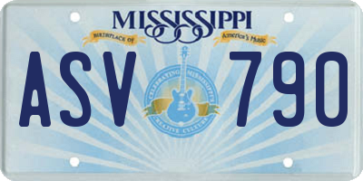 MS license plate ASV790