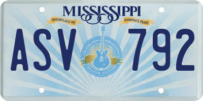 MS license plate ASV792