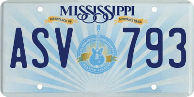 MS license plate ASV793