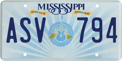 MS license plate ASV794