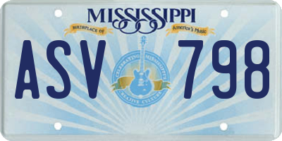 MS license plate ASV798