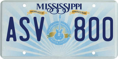 MS license plate ASV800