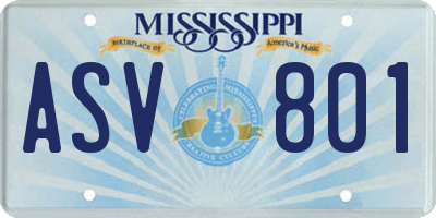 MS license plate ASV801