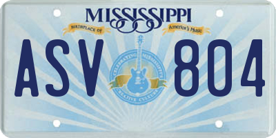 MS license plate ASV804