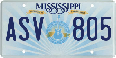 MS license plate ASV805