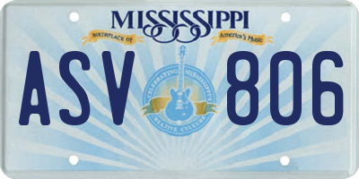 MS license plate ASV806