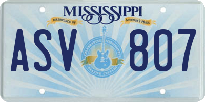 MS license plate ASV807