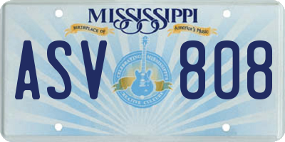 MS license plate ASV808