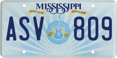 MS license plate ASV809