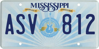 MS license plate ASV812
